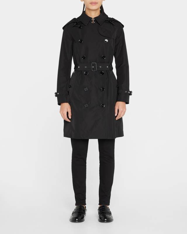 Kensington Double-Breasted Trench Coat with Detachable Hood